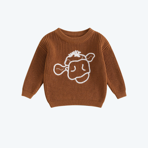 Toddler western cow knit sweater.