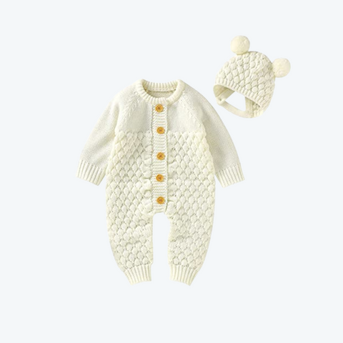 Baby Knit Sweater Romper (Beige, 0-3 Months)