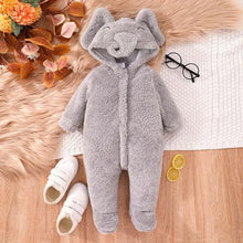 Newborn Boy Fluffy Hooded Jumpsuit.