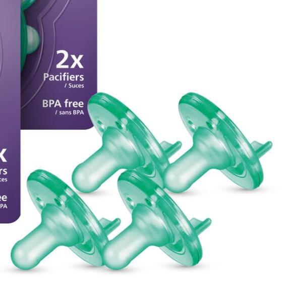 Silicone Orthodontic Baby Pacifiers, 4-Pack.