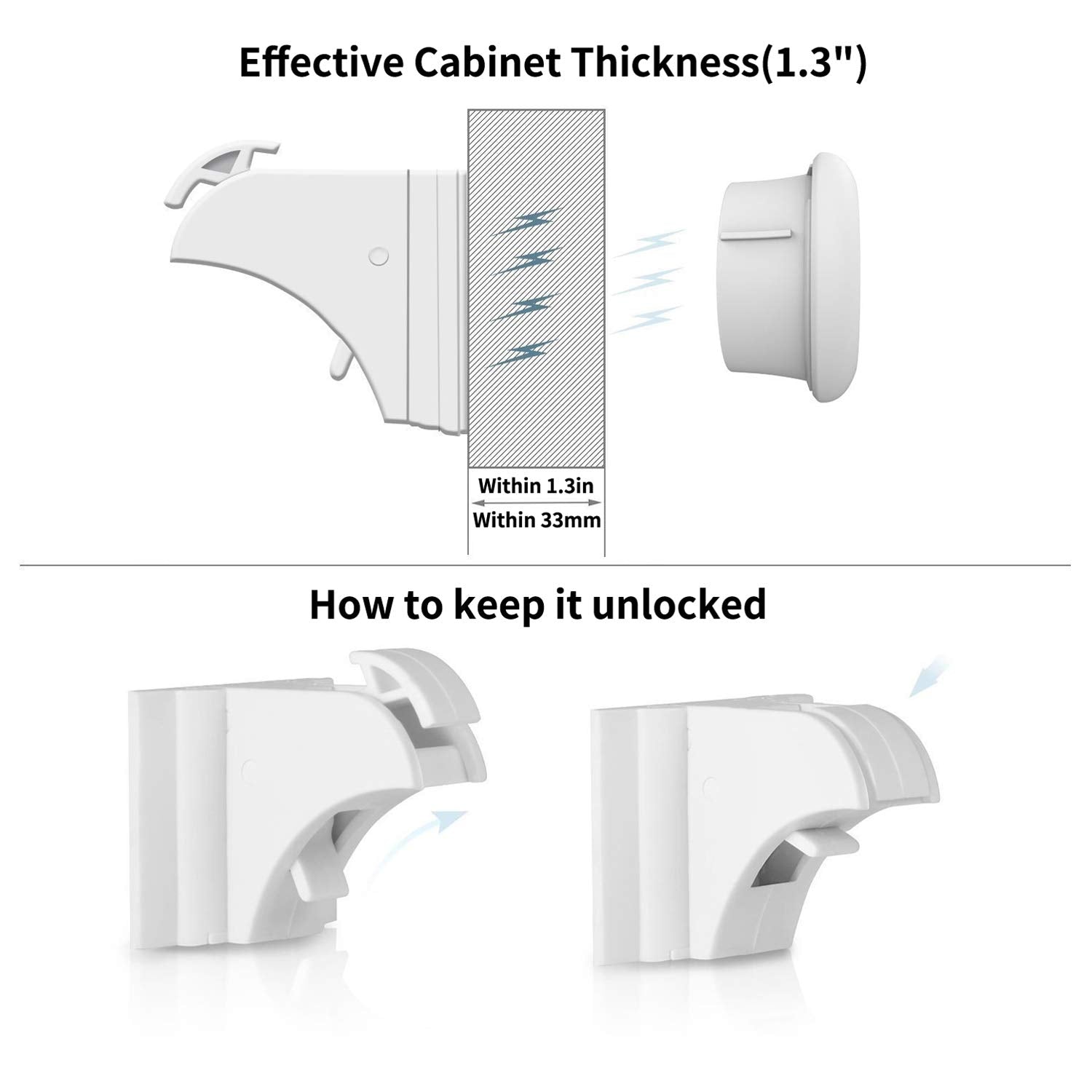 Magnetic Cabinet Locks for Child Safety (20 Locks + 3 Keys)