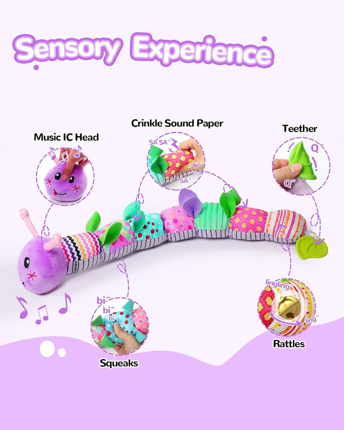 Musical Multi-Sensory Caterpillar Toy.