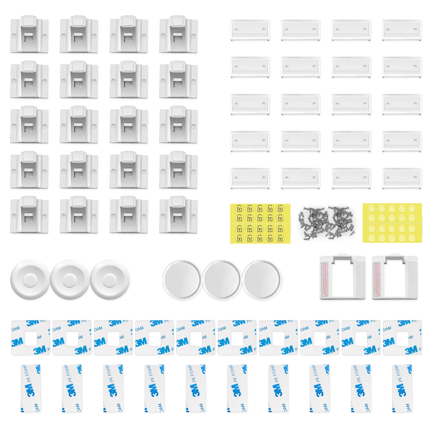 Magnetic Cabinet Locks for Child Safety (20 Locks + 3 Keys)