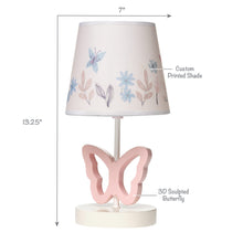 Baby Blooms Pink Butterfly Nursery Lamp with Floral Shade & Bulb