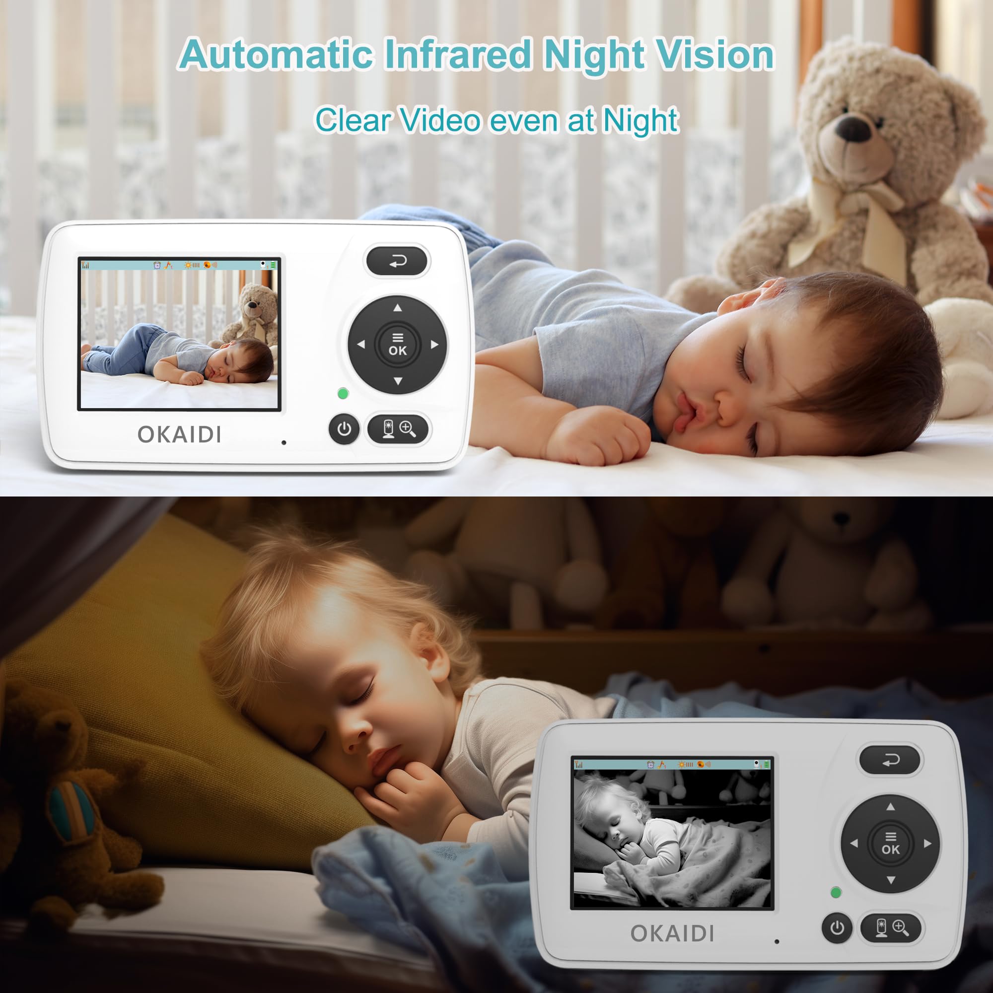 Portable Video Baby Monitor with Night Vision 2.4'' Portable Travel Screen